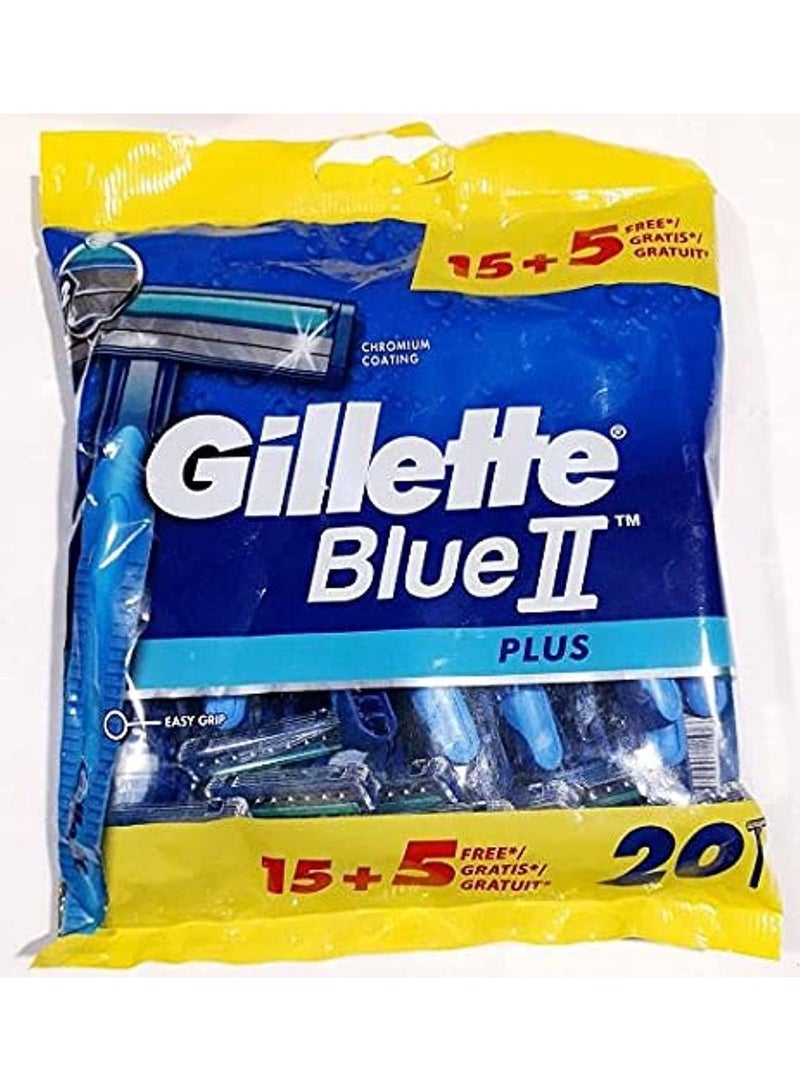 Gillette Blue ii Plus Disposable Razors 15 + 5 Razors - Image 1